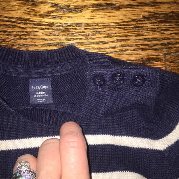 Baby Gap Navy & White Cotton Sweater - Picture 2 of 2